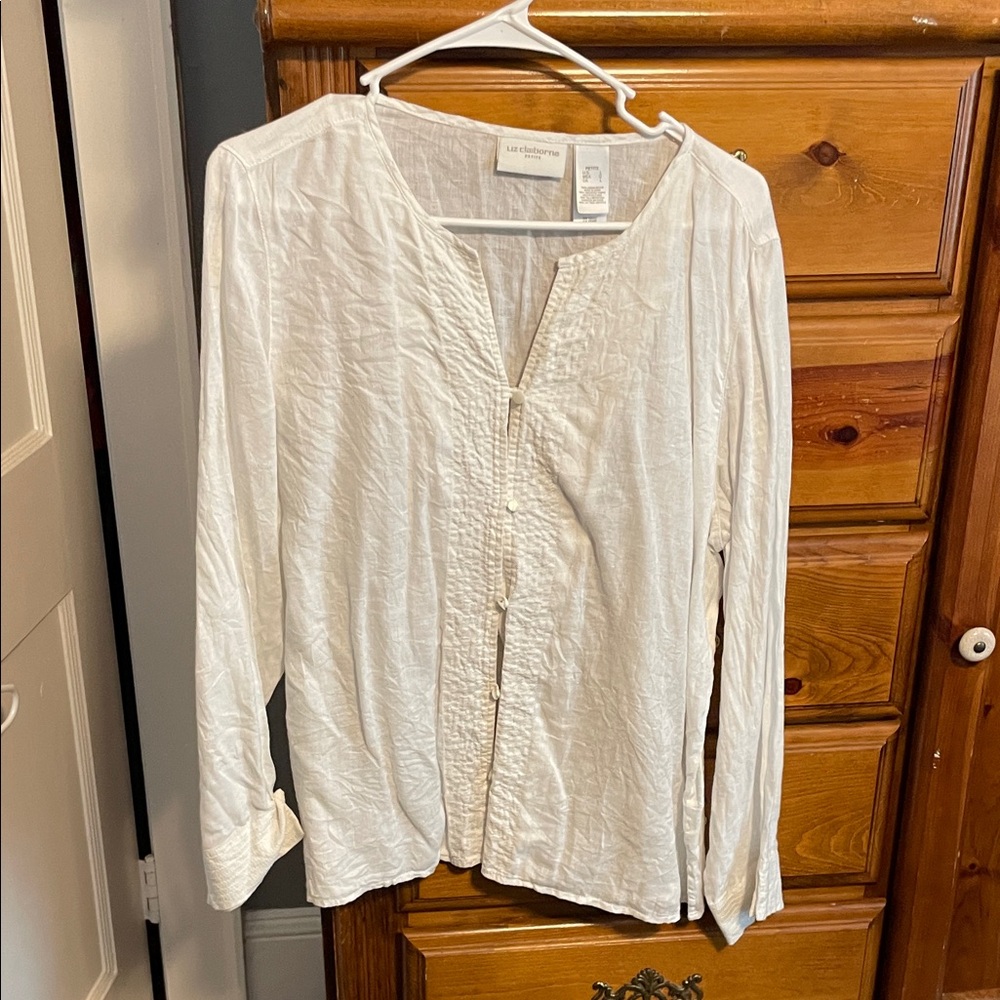 Liz Claiborne White Button-Down Shirt